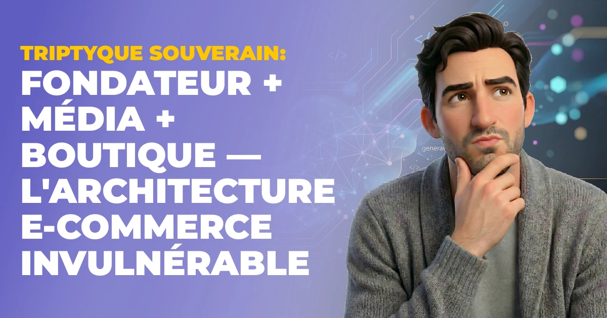Triptyque Souverain : Fondateur + Média + Boutique — l'architecture e-commerce invulnérable